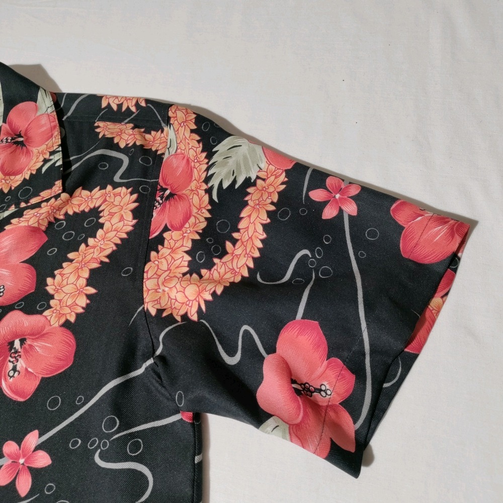 Tommy Bahama Womens Shirt Top Size Small Black Orange Hawaiian Floral 100% Silk - Picture 7 of 16